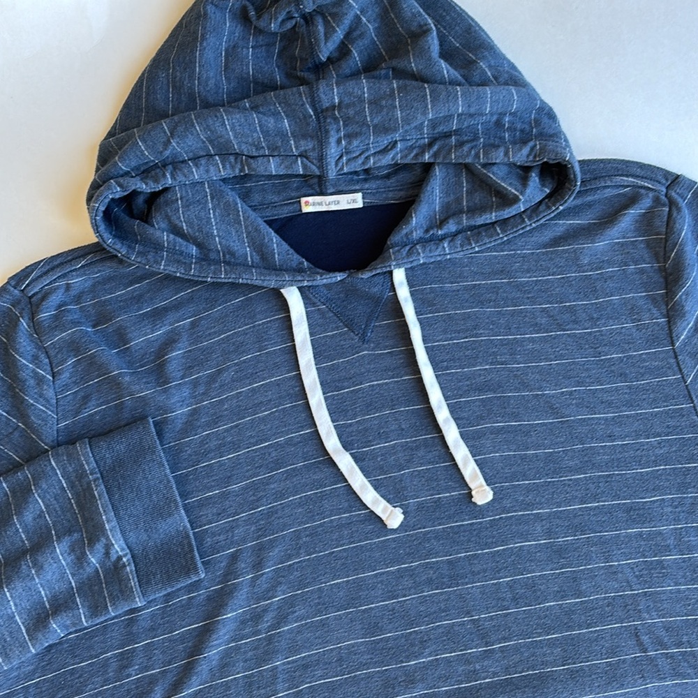 Marine Layer Double Layer Blue White Striped Thick Hoodie Mens Size Large/XL